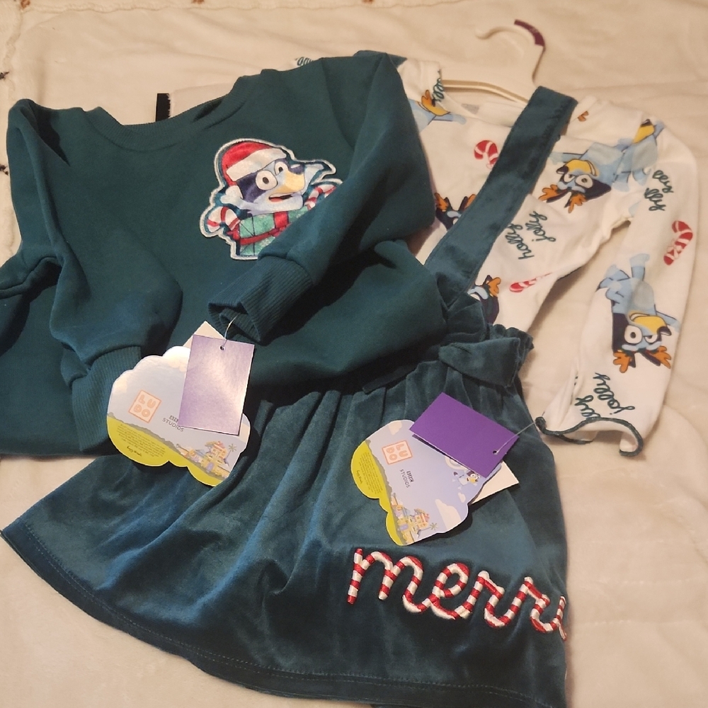 Bluey, Christmas, Holiday, Festive, Toddler 3T,  Girl Dress And Sweater